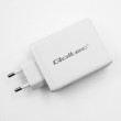 Qoltec 100W GaN Wall Charger | 5-20V | 1.5-5A | 2 x USB-C PD | 1 x USB QC 3.0 | White