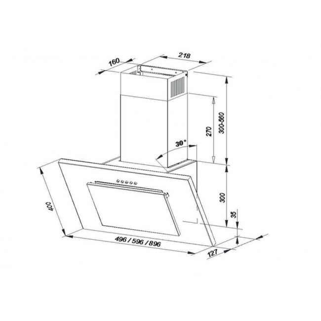 Wall-mounted canopy MAAN Vertical P 2 50 310 m3/h, Satin Wall-mounted canopy MAAN Vertical P 2 50 310 m3/h, Satin