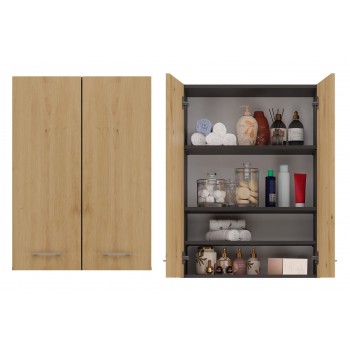 Topeshop POLA MINI DD ANT/ART bathroom storage cabinet Graphite, Oak