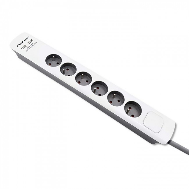 Qoltec 50294 surge protector White-grey 6 AC outlet(s) 230 V 1.8 m Qoltec 50294 surge protector White-grey 6 AC outlet(s) 230 V 1.8 m