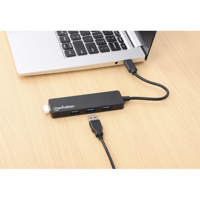 Manhattan USB-C Dock/Hub, Ports (4): USB-A (x4), 5 Gbps (USB 3.2 Gen1 aka USB 3.0), External Power Supply Not Needed, Universal for all devices, SuperSpeed USB, Black, Three Year Warranty, Equivalent to HB30CM4AB Manhattan USB-C Dock/Hub, Ports (4): USB-A (x4), 5 Gbps (USB 3.2 Gen1 aka USB 3.0), External Power Supply Not Needed, Universal for all devices, SuperSpeed USB, Black, Three Year Warranty, Equivalent to HB30CM4AB
