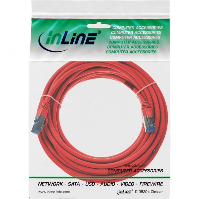 InLine Patch Cable S/FTP PiMF Cat.6A halogen free 500MHz red 10m