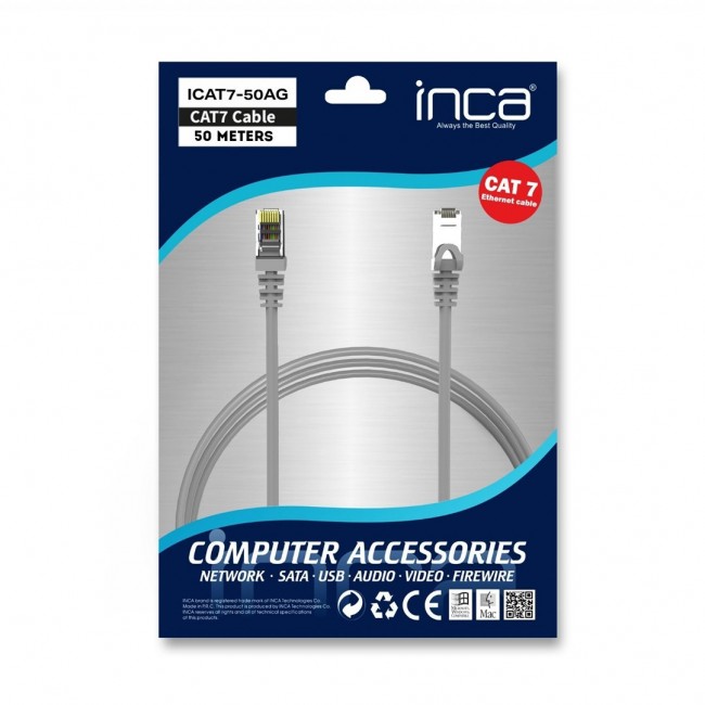 Inca ICAT7-50AG networking cable Grey 50 m Cat7 S/FTP (S-STP)