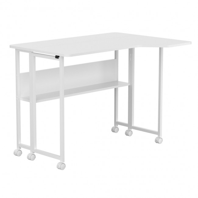 Maclean Folding Desk/Table, White, Mobile, 100x73 cm, max. 50 kg, Corner, L-Shaped, MC-126 L/W