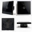 Qoltec 52711 Smart Touch 1-Gang Light Switch | Wi-Fi | Timer | Tuya | Smart Life | Tempered Glass | Black