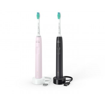 Philips 3100 series HX3675/15 2-pack sonic electric toothbrushes - black & pink
