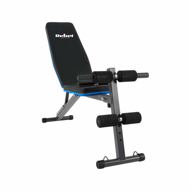 REBEL ACTIVE Inclined training bench with leg locks and elastic bands REBEL ACTIVE Inclined training bench with leg locks and elastic bands