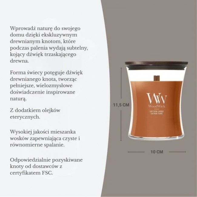 Scented Candle, Medium WOODWICK Saffron Smoke, 1 piece