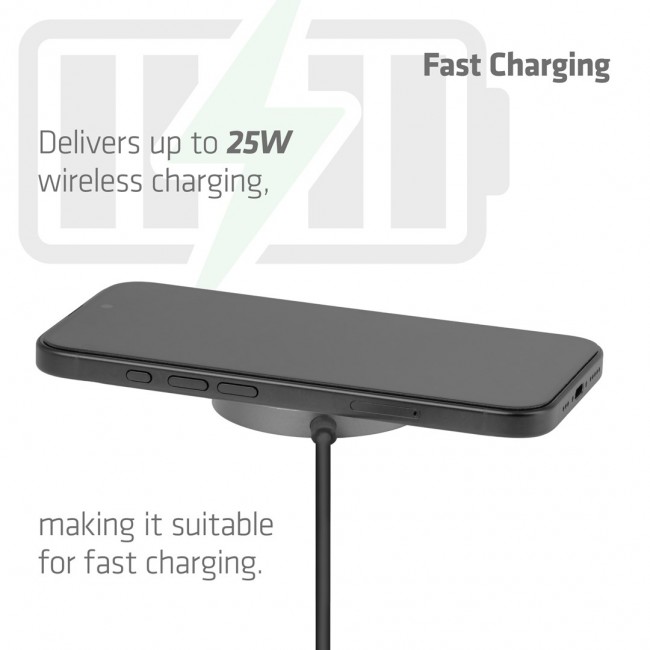 CLUB3D CAC-3027 Qi2 25W Wireless Charger Black Qi 2.2 MagSafe Compatible Magnetic Pad