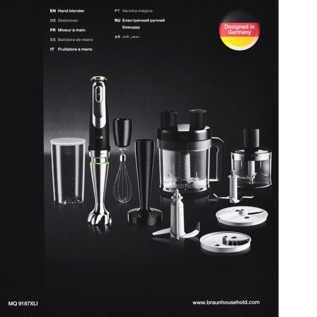 Braun MultiQuick 9 MQ 9187XLI 0.6 L Immersion blender 1200 W Black, Stainless steel Braun MultiQuick 9 MQ 9187XLI 0.6 L Immersion blender 1200 W Black, Stainless steel