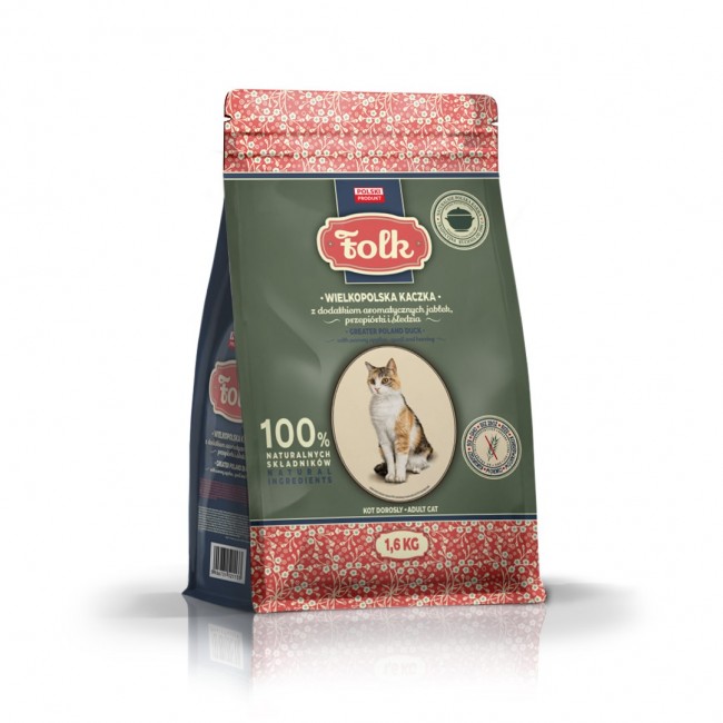 FOLK Greater Poland duck with apples, quail and herring - dry cat food - 1,6kg
