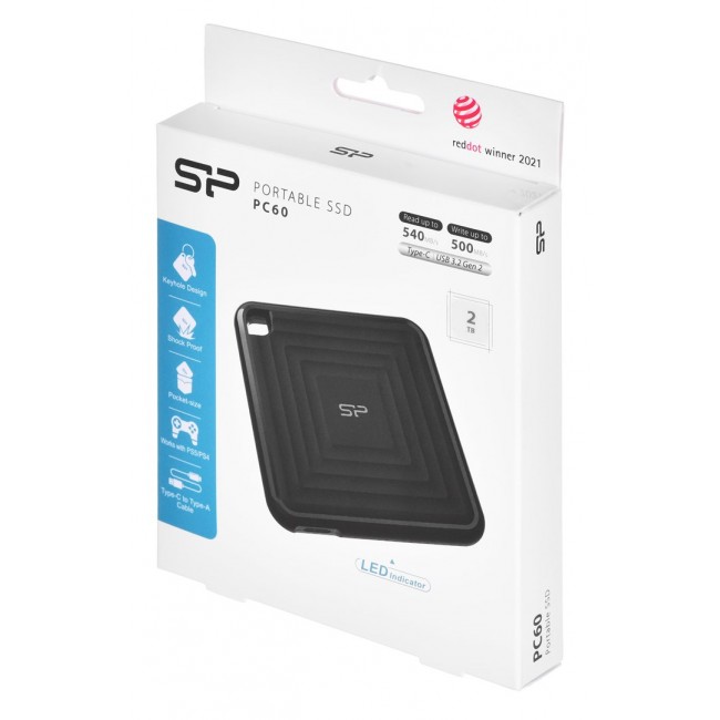 Silicon Power CP60 2 TB USB Type-A to USB Type-C 3.2 Gen 2 (3.1 Gen 2) Black Silicon Power CP60 2 TB USB Type-A to USB Type-C 3.2 Gen 2 (3.1 Gen 2) Black