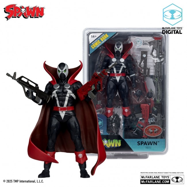 McFarlane Toys Spawn 77 (Black and Red) Comic and Digital Collectible Red Platinum Edition