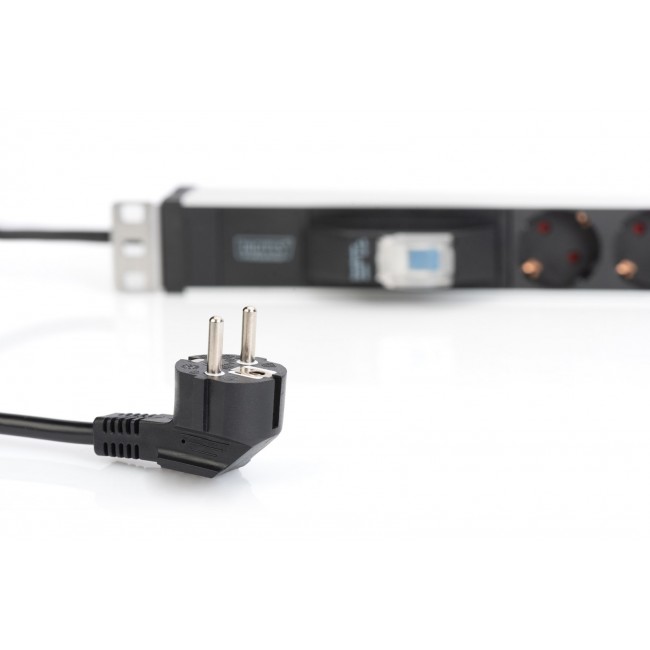 Digitus Aluminum Outlet Strip, 6 safety outlets with circuit breaker