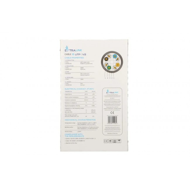Extralink Twisted pair CAT6 UTP (U/UTP) V2 Indoor 305M Extralink Twisted pair CAT6 UTP (U/UTP) V2 Indoor 305M