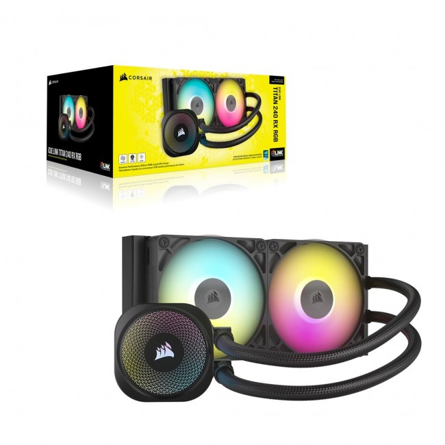 Corsair iCUE LINK TITAN RX RGB Processor All-in-one liquid cooler 12 cm Black 1 pc(s) Corsair iCUE LINK TITAN RX RGB Processor All-in-one liquid cooler 12 cm Black 1 pc(s)