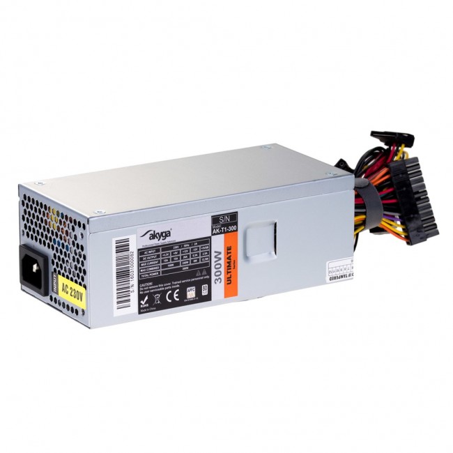 Akyga AK-T1-300 power supply unit 300 W 24-pin ATX TFX Aluminium Akyga AK-T1-300 power supply unit 300 W 24-pin ATX TFX Aluminium