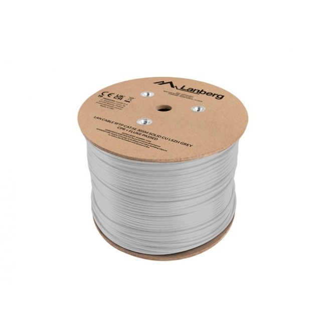 LANBERG LAN CABLE SFTP CAT.5E 305M SOLID CU LSZH GREY CPR + FLUKE PASSED