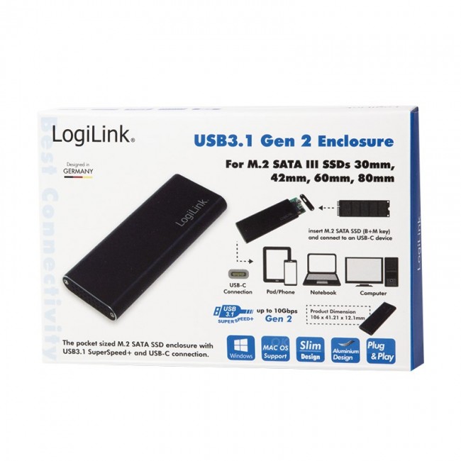 LogiLink UA0314 storage drive enclosure SSD enclosure Black M.2 LogiLink UA0314 storage drive enclosure SSD enclosure Black M.2