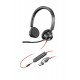 Poly Blackwire 3325 Stereo USB-C Headset +3.5mm Plug +USB-C/A Adapter