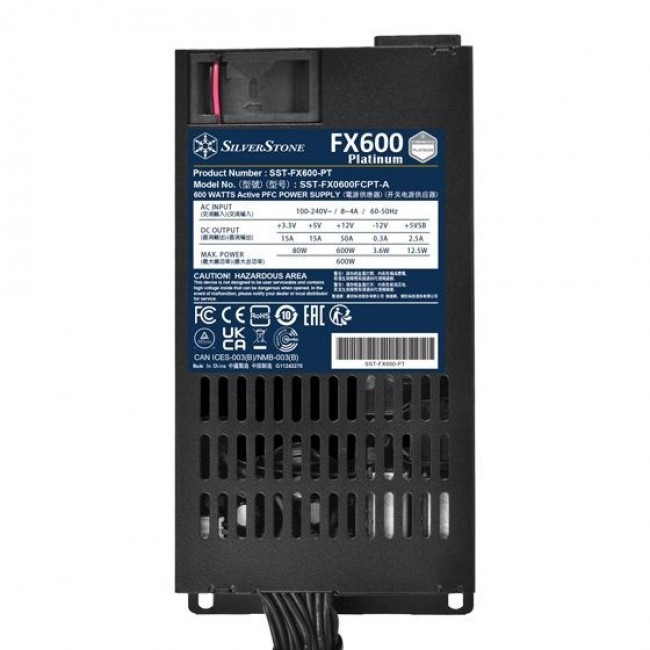 Silverstone FX600 Platinum power supply unit 600 W 20+4 pin ATX Flex ATX Black Silverstone FX600 Platinum power supply unit 600 W 20+4 pin ATX Flex ATX Black