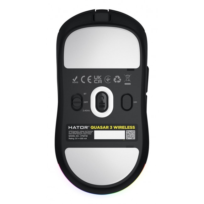 HATOR Quasar 3 Wireless mouse Gaming Ambidextrous RF Wireless + Bluetooth + USB Type-A Optical 12000 DPI HATOR Quasar 3 Wireless mouse Gaming Ambidextrous RF Wireless + Bluetooth + USB Type-A Optical 12000 DPI
