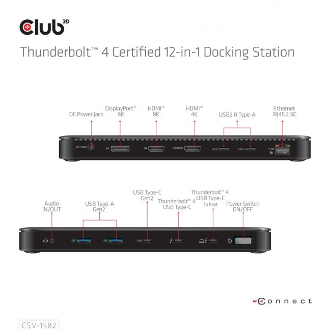 CLUB3D Thunderbolt 4 Certified 12-in-1 Docking Station CLUB3D Thunderbolt 4 Certified 12-in-1 Docking Station