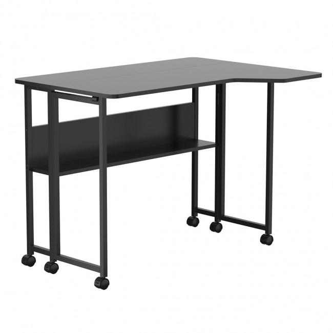 Maclean Folding Desk/Table, Black, Mobile, 100x73 cm, max. 50 kg, Angled, L-Shaped, MC-126 L/B