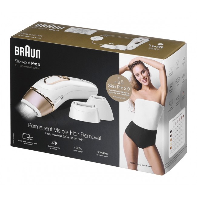 BRAUN Silk-expert Pro 5 PL5243 IPL Depilator IPL hair removal system White, Gold