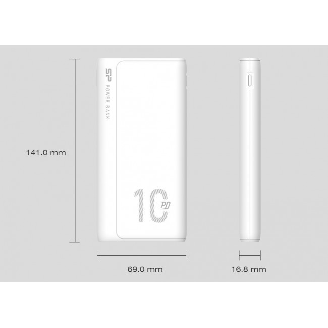 SILICON POWER QP15 Powerbank External battery 10000 mAh 2x USB QC 3.0 1x USB-C PD (SP10KMAPBKQP150W) White