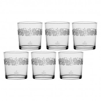 LA PORCELLANA BIANCA BABILA Set of 6 glasses with thick bottom roses 350 ml