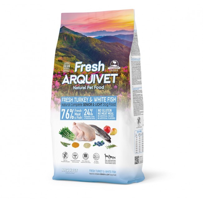 ARQUIVET Fresh Senior & Light Turkey and white fish - dry dog food - 10kg