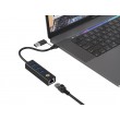 Conceptronic DONN07BA USB to Gigabit Network Adapter with 3-Port USB Hub, USB-A x 3, Wake-on-LAN, 2-in-1 USB-C USB-A Cable