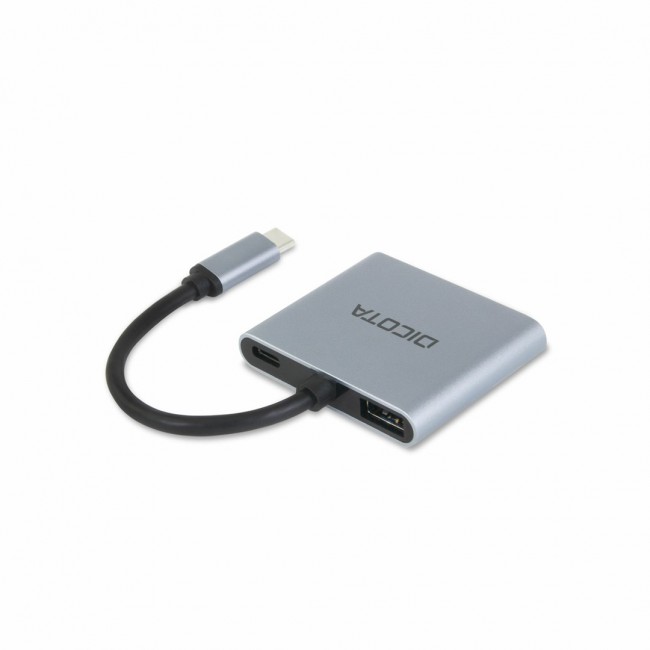 DICOTA D32063 USB-C portable 4-in-1 mini docking station 4K HDMI PD 100 W Silver