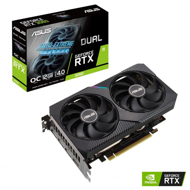 ASUS Dual -RTX3060-O12G-V2 NVIDIA GeForce RTX 3060 12 GB GDDR6 ASUS Dual -RTX3060-O12G-V2 NVIDIA GeForce RTX 3060 12 GB GDDR6