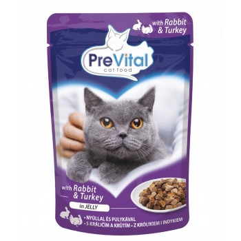 PREVITAL Turkey and rabbit in jelly - wet cat food - 100g