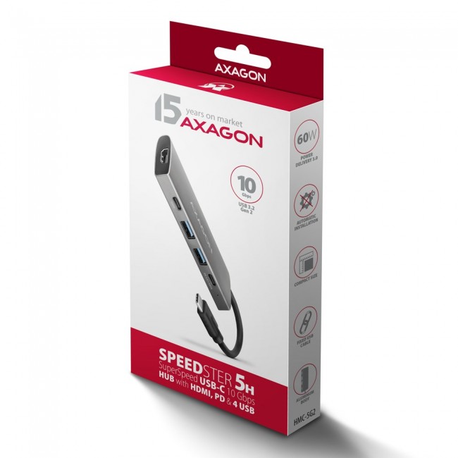 Axagon HMC-5G21 USB-C 10Gbps SPEEDSTER 5in1 hub Axagon HMC-5G21 USB-C 10Gbps SPEEDSTER 5in1 hub