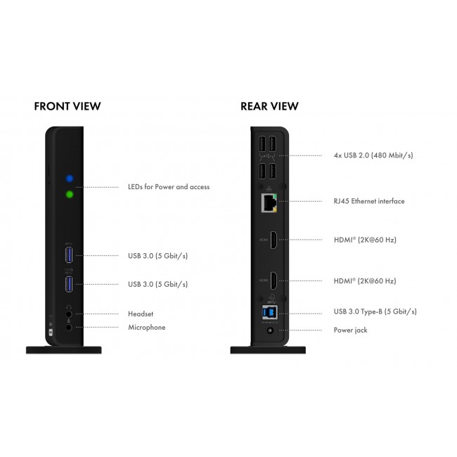 ICY BOX IB-DK2251AC Wired USB 3.2 Gen 2 (3.1 Gen 2) Type-A Black ICY BOX IB-DK2251AC Wired USB 3.2 Gen 2 (3.1 Gen 2) Type-A Black