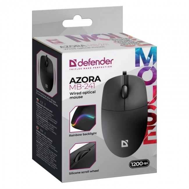 WIRED MOUSE DEFENDER AZORA MB-241 RF BLACK 1200dpi 3P WIRED MOUSE DEFENDER AZORA MB-241 RF BLACK 1200dpi 3P