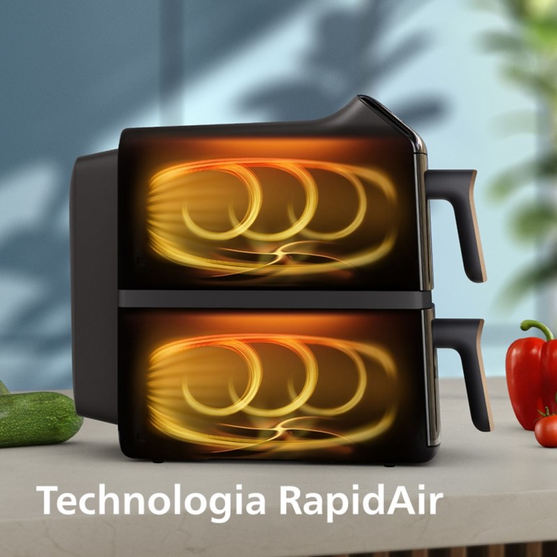 Philips 4000 series Dual Stack Airfryer Vertical Basket 10L Double Stand-alone 2750 W Hot air fryer Black