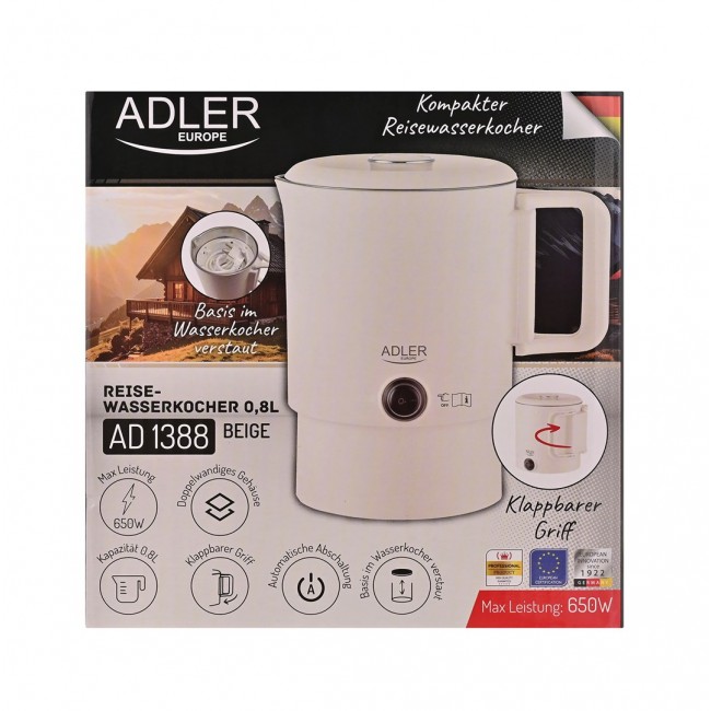 Electric kettle ADLER AD 1388b tourist 0.8 L 650 W Beige Electric kettle ADLER AD 1388b tourist 0.8 L 650 W Beige
