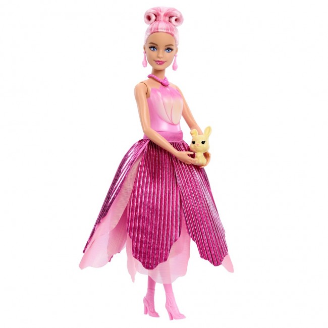 Barbie Petal Pop Scented Fashion Doll with Pink Tulip Dress, Reveal Accessories like Bunny & More