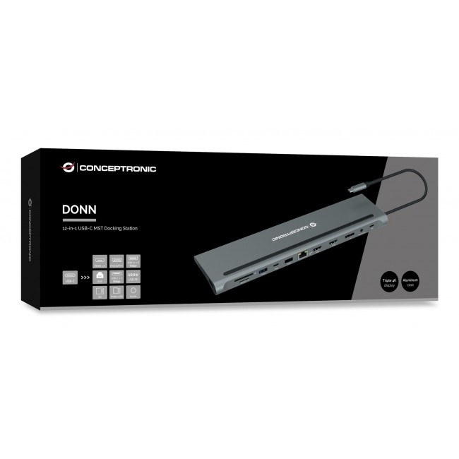 Conceptronic DONN17G laptop dock/port replicator Wired USB 3.2 Gen 1 (3.1 Gen 1) Type-C Grey Conceptronic DONN17G laptop dock/port replicator Wired USB 3.2 Gen 1 (3.1 Gen 1) Type-C Grey