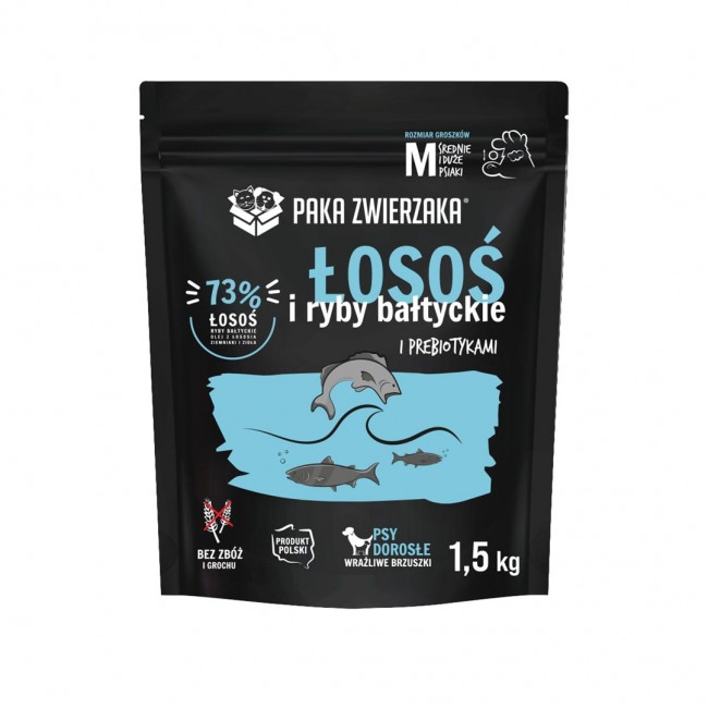 PAKA ZWIERZAKA Salmon with Baltic fish M - dry dog food - 1,5kg PAKA ZWIERZAKA Salmon with Baltic fish M - dry dog food - 1,5kg