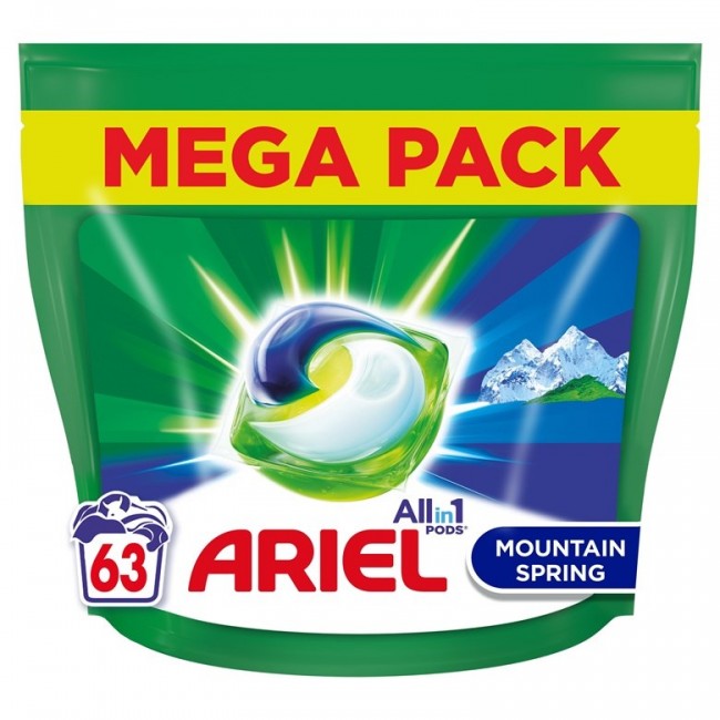 Ariel Mountain Spring washing caps 63 pcs