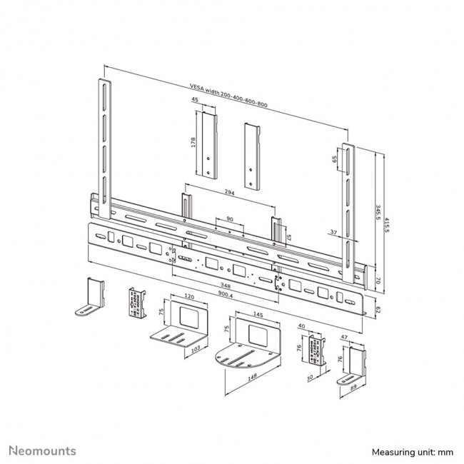 Neomounts AV30-500BL Videobar kit 43-110
