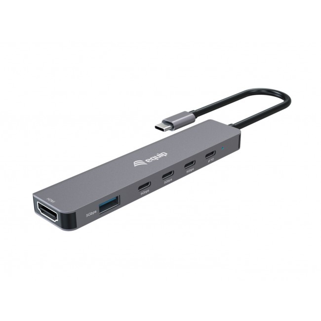 Equip USB-C 6 in 1 Multifunctional Adapter, HDMI 4K/30Hz, USB-C x 4 , USB-A x 1, 5Gbps, 100W USB PD