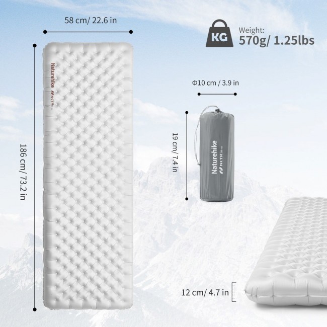 Naturehike Tuye R 5.8 Mattress cnh22dz016 square regular wide-carbon silver