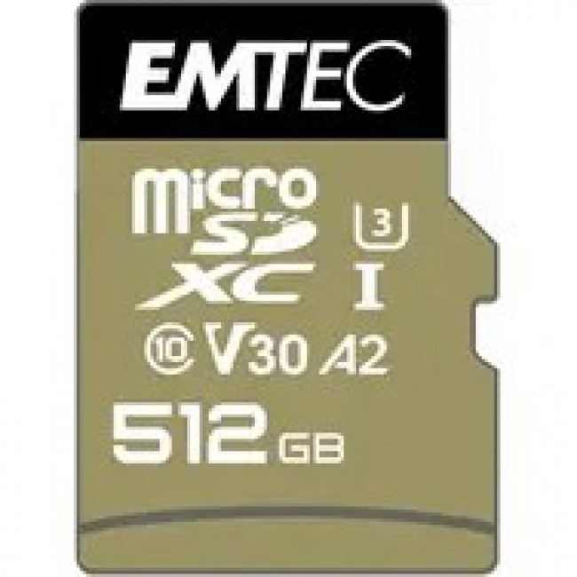 Emtec ECMSDM512GXC10SP memory card 512 GB MicroSDXC UHS-I Class 10 Emtec ECMSDM512GXC10SP memory card 512 GB MicroSDXC UHS-I Class 10