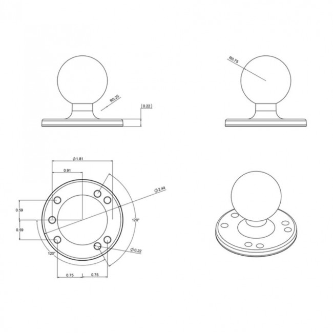 RAM MOUNT Mounting base for flat surface RAM-202U